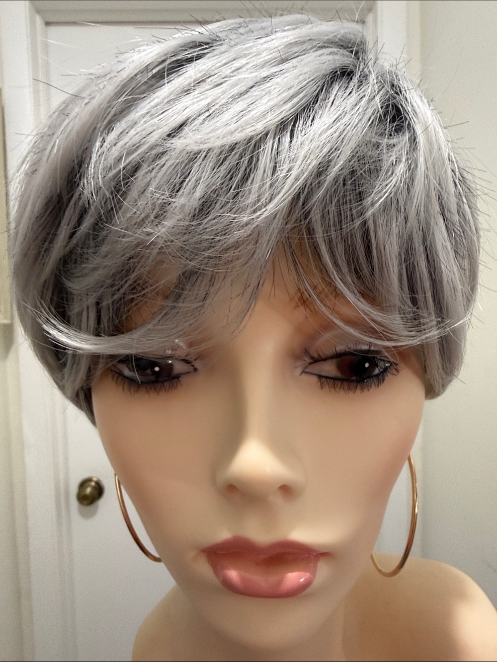 HAIR Pixie Cut with Bangs Free Part Silver/Gray/White - Picture 2 of 14